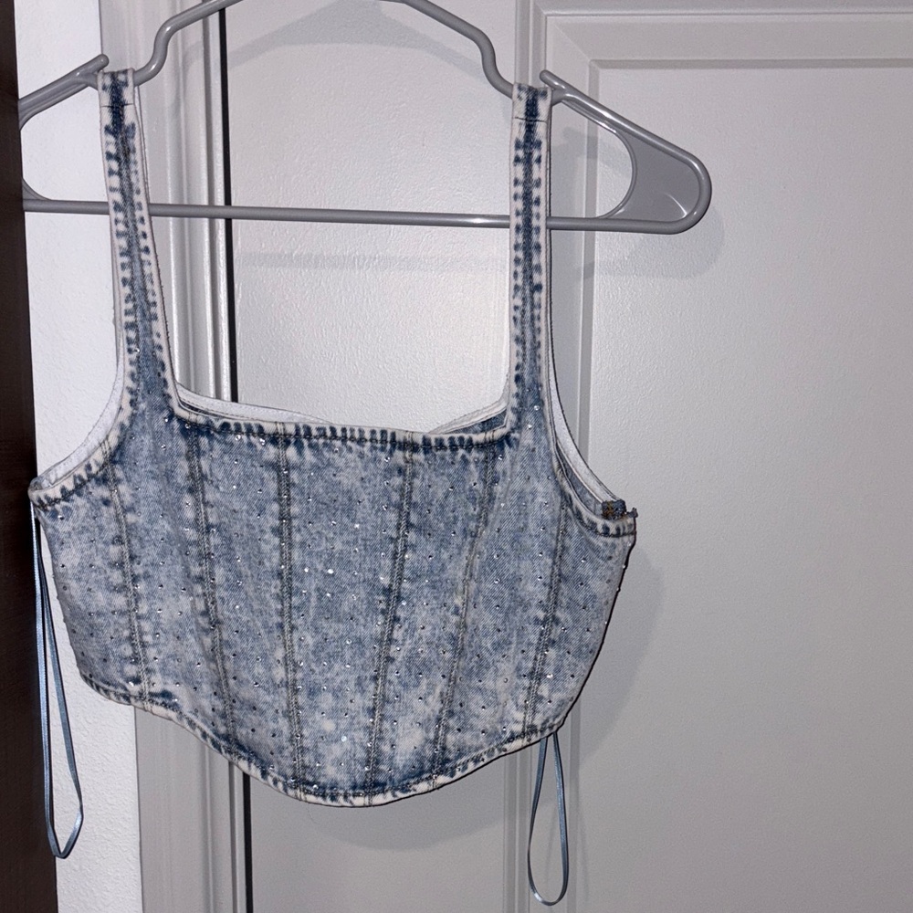 Blue Denim Crop Top